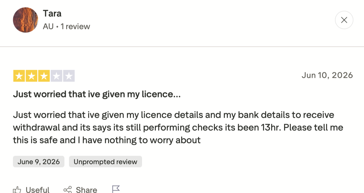 Testimonio de Tara (Trustpilot) Testimonio de Tara en Trustpilot sobre Winbeatz, 3 estrellas
